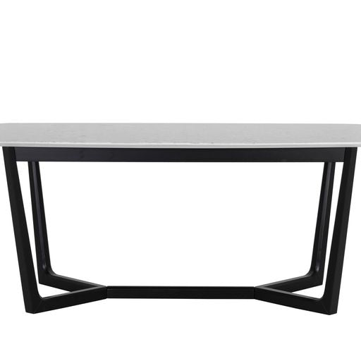 Sunpan Kali Dining Table 70.5" in Black - Grey Marble / Pale Honey - White Marble