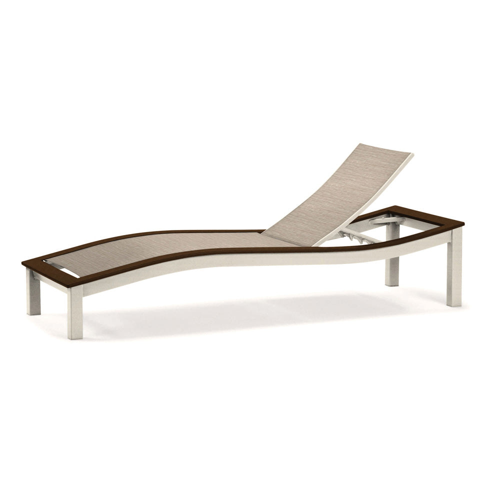 Telescope Casual Bazza Marine Grade Polymer/Aluminum Sling Four-Position Contour Armless Chaise, Textured White, Kona, Red, Chaises, Sling, Bazza, Aluminum, 4 Legs, Outdoor
