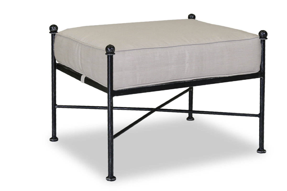 Sunset West Provence Wrought Iron Ottoman with Cushion