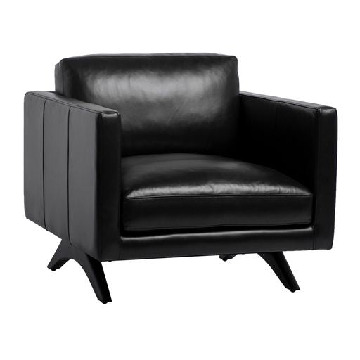 Sunpan Rogers Armchair Cortina Black / Cortina Ink / Shalimar Tobacco Leather