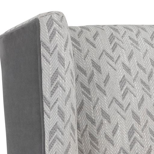 Sunpan Kenzo Lounge Chair in Chevron Grey - Antonio Charcoal / Fuego Navy - Abbington Navy