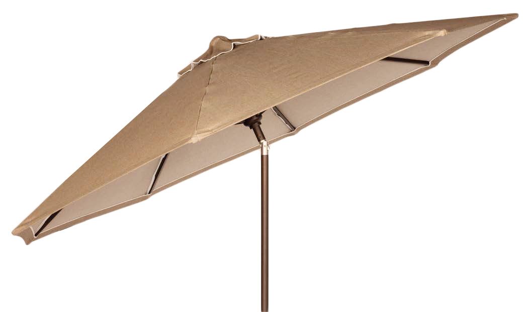 Woodard Auto Tilt Market Umbrella, Hammered Bronze, Beach Bum Creamsicle (Grade A), Almond - Free-Standing Market Base - 3/8” x 24 1/2” Round Steel‡, Umbrella, Aluminum, Fabric, Square, 4 Legs, Outdoor