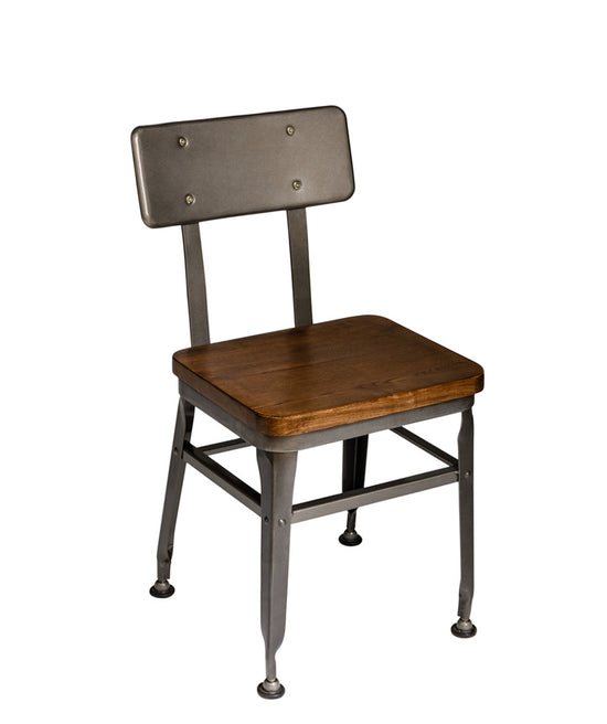 BFM Seating Lincoln Metal/Autumn Ash Back Side Chair With Steel Frame And Clear Coat Finish