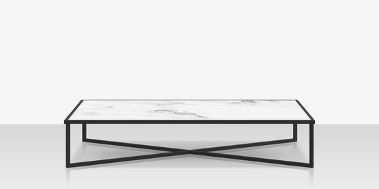 DecoScapes Iconic Aluminum Rectangular Coffee Table with Porcelain Tabletop