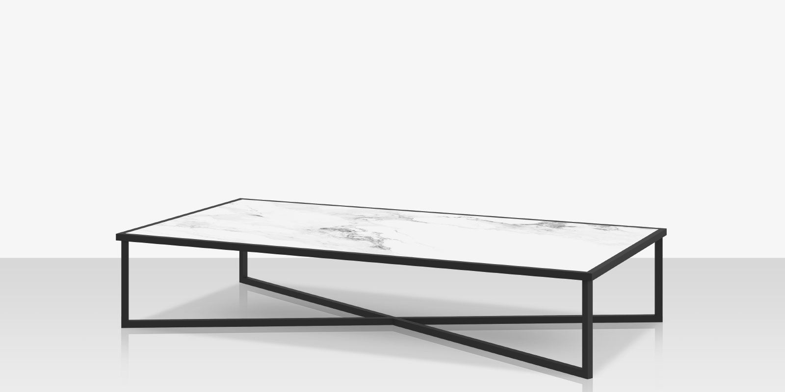 DecoScapes Iconic Aluminum Rectangular Coffee Table with Porcelain Tabletop