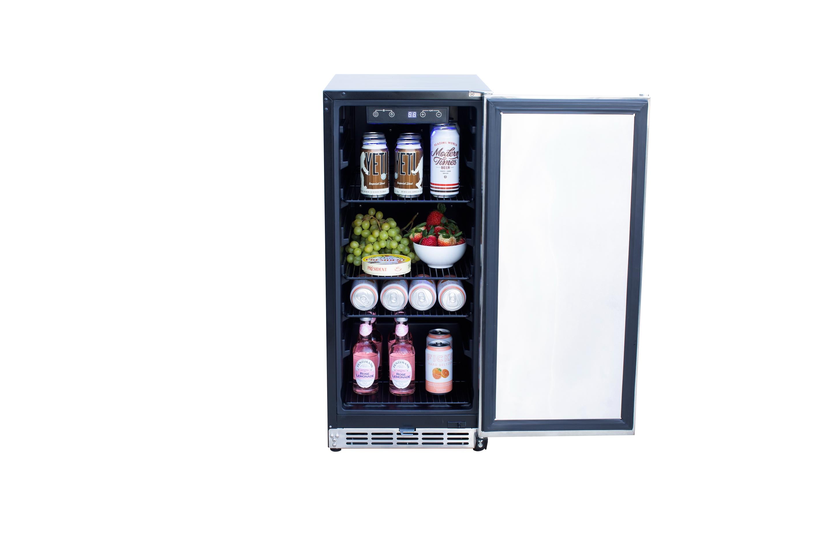 TrueFlame 15" Outdoor Rated Fridge With Glass Door