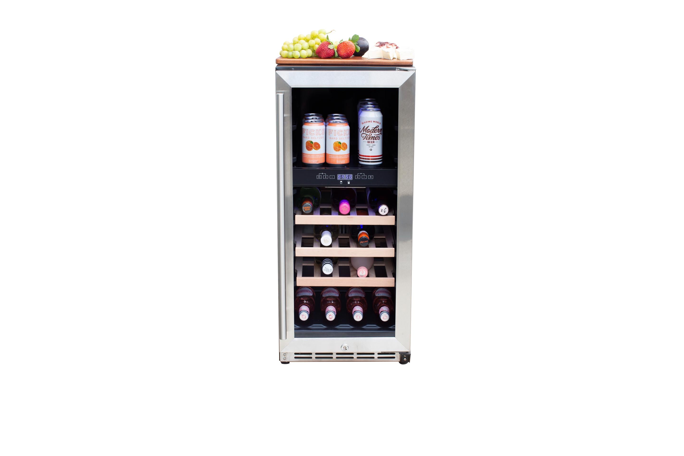 TrueFlame 15" Outdoor Rated Dual Zone Wine Cooler