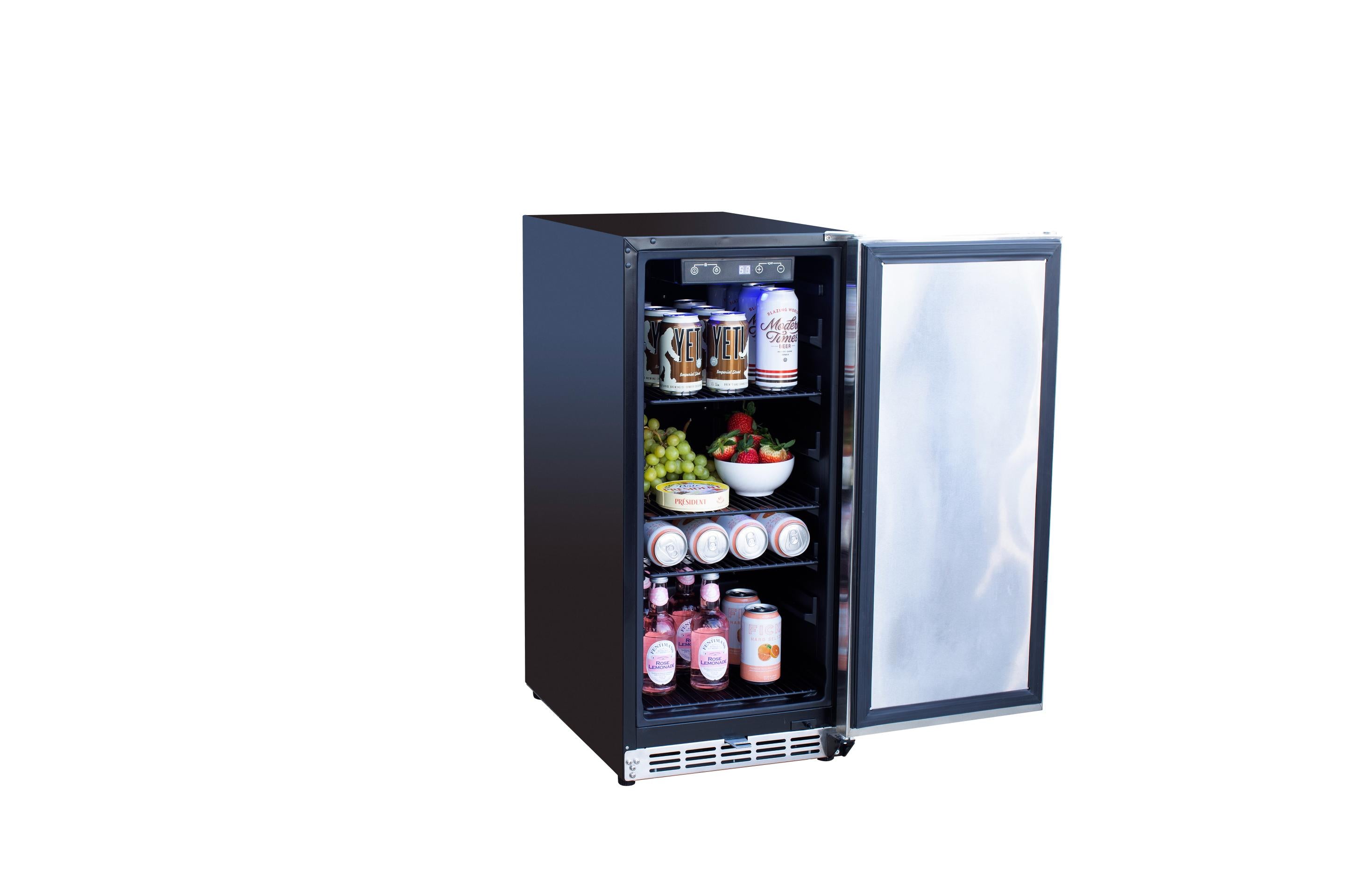 TrueFlame 15" Outdoor Rated Fridge With Glass Door