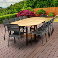 International Home Miami Amazonia Koningsdam 13 Piece Teak Double Extendable Rectangular Patio Dining Set