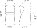 Zuo Modern Oulu Dining Chair in Tangerine/Graphite - Set of 4
