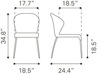 Zuo Modern Oulu Dining Chair in Tangerine/Graphite - Set of 4