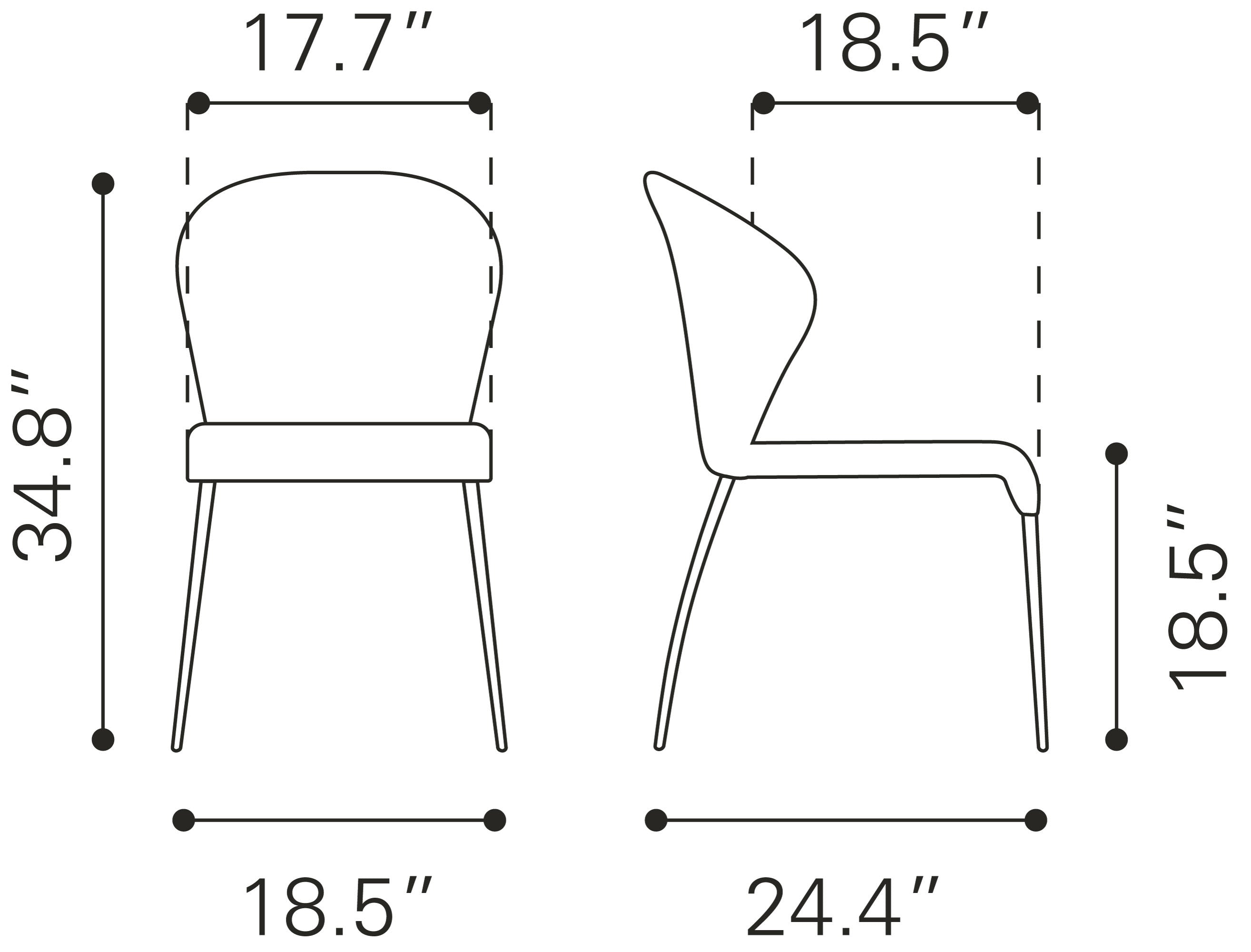 Zuo Modern Oulu Dining Chair in Tangerine/Graphite - Set of 4
