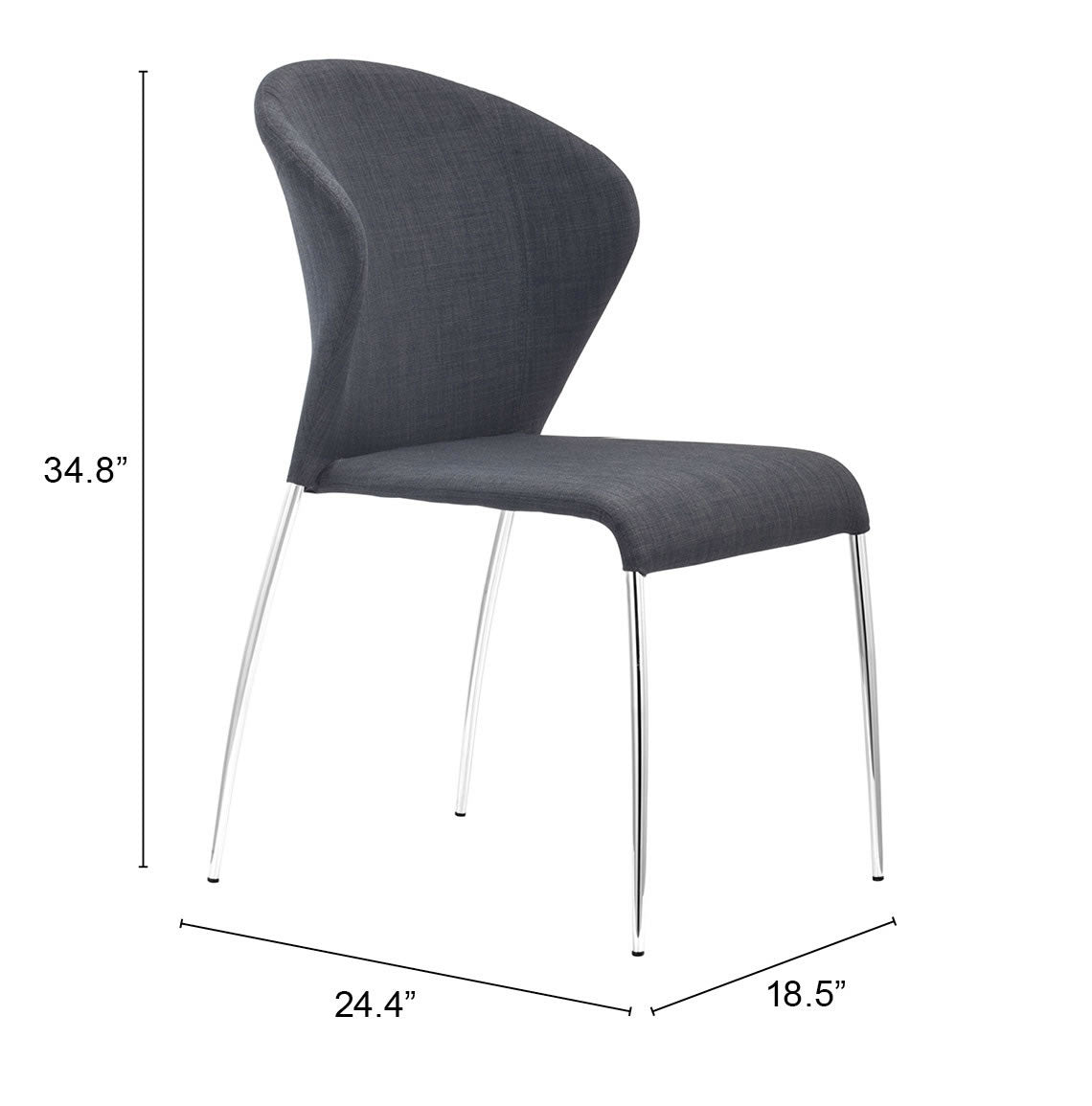 Zuo Modern Oulu Dining Chair in Tangerine/Graphite - Set of 4
