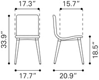 Zuo Modern Jericho Dining Chair in Gray - Set of 2
