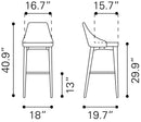Zuo Modern Moor Barstool in Dark Gray
