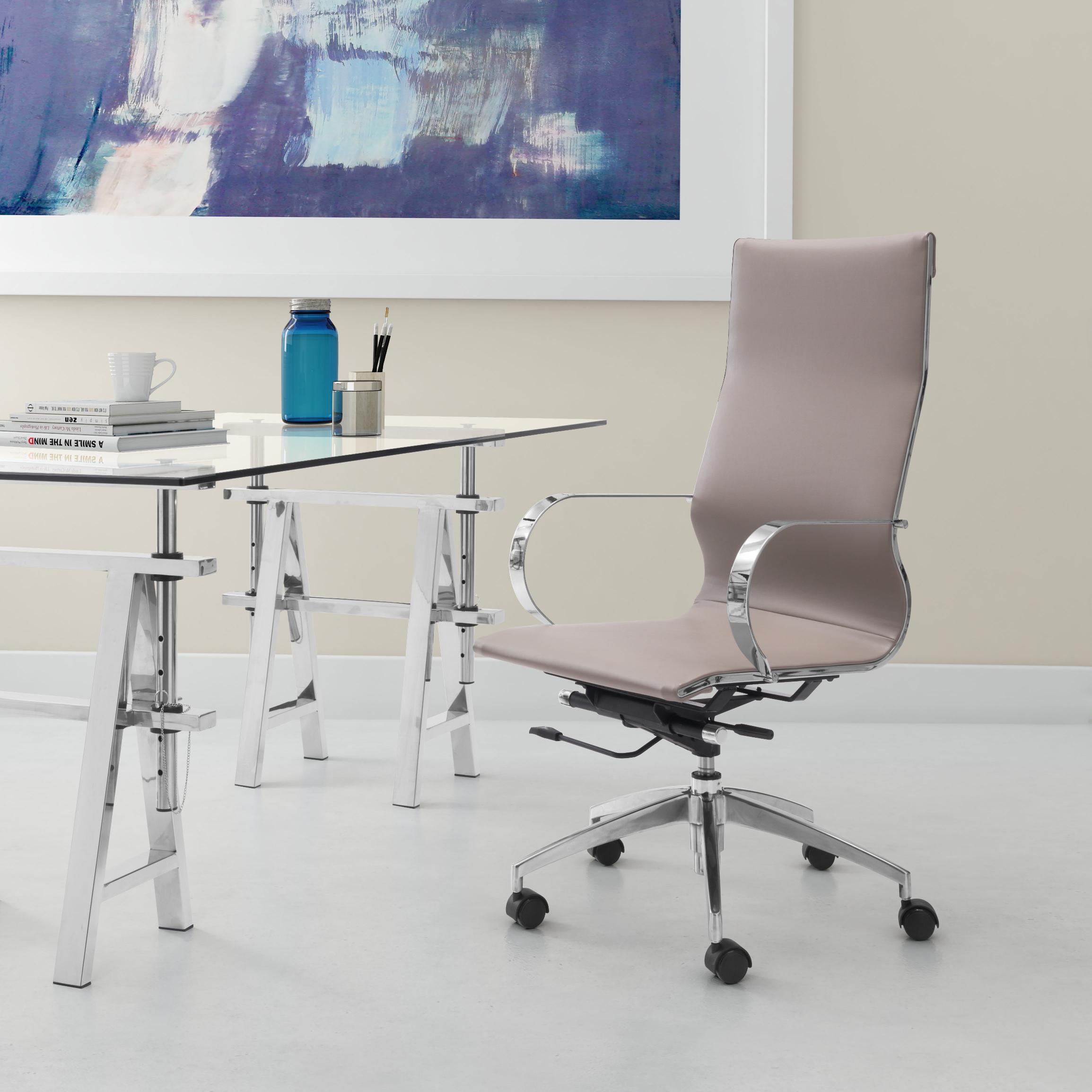 Zuo Modern Glider High Back Office Chair Taupe