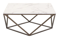 Zuo Modern Tintern Coffee Table White and Antique Bronze