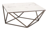 Zuo Modern Tintern Coffee Table White and Antique Bronze