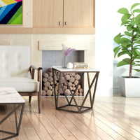 Zuo Modern Tintern End Table White and Antique Bronze