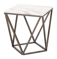 Zuo Modern Tintern End Table White and Antique Bronze