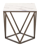 Zuo Modern Tintern End Table White and Antique Bronze