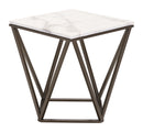 Zuo Modern Tintern End Table White and Antique Bronze