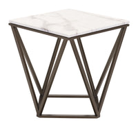 Zuo Modern Tintern End Table White and Antique Bronze