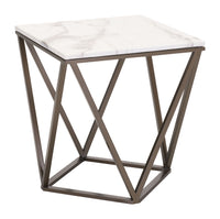 Zuo Modern Tintern End Table White and Antique Bronze