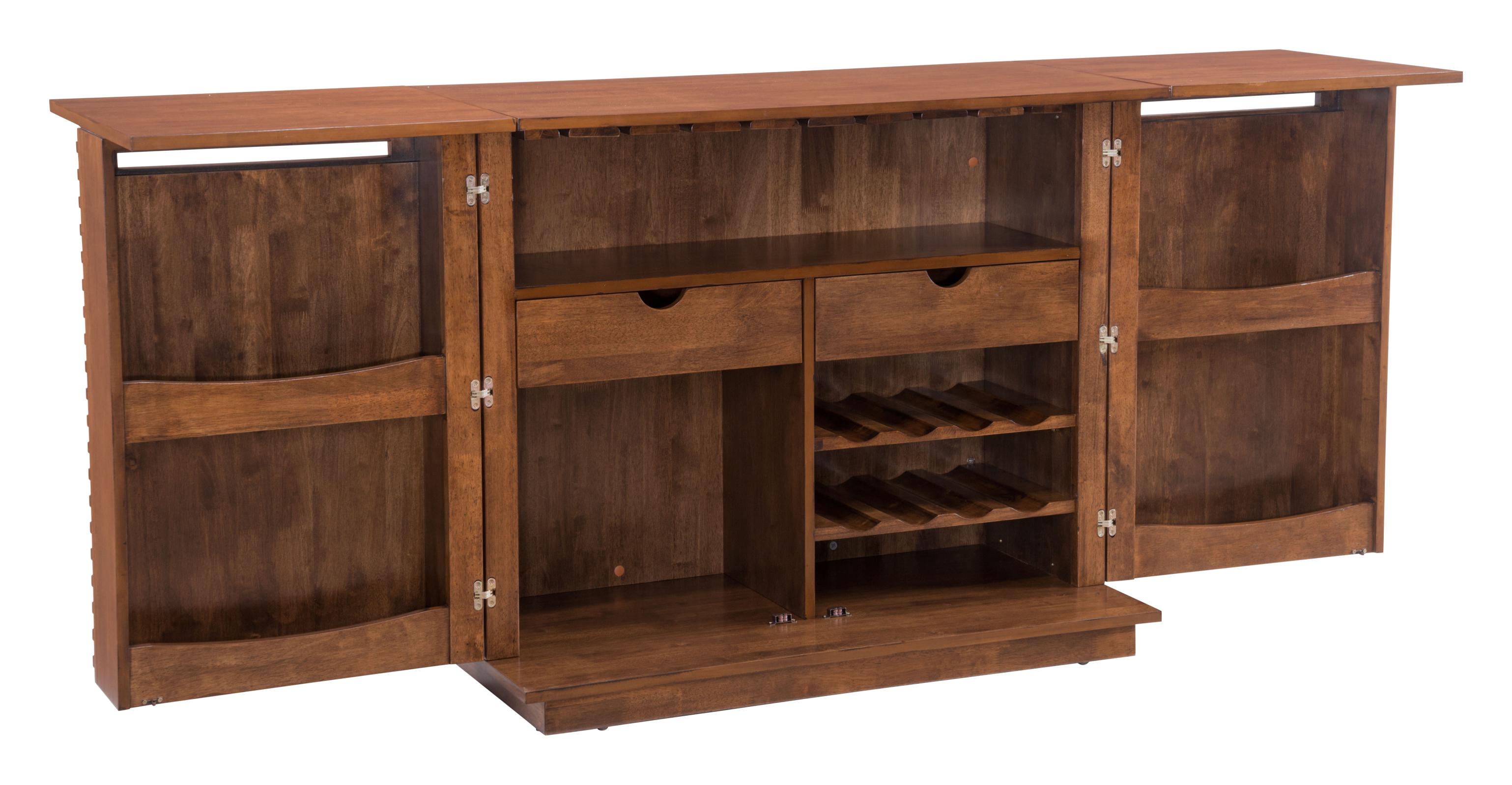 Zuo Modern Linea Bar Cabinet in Walnut