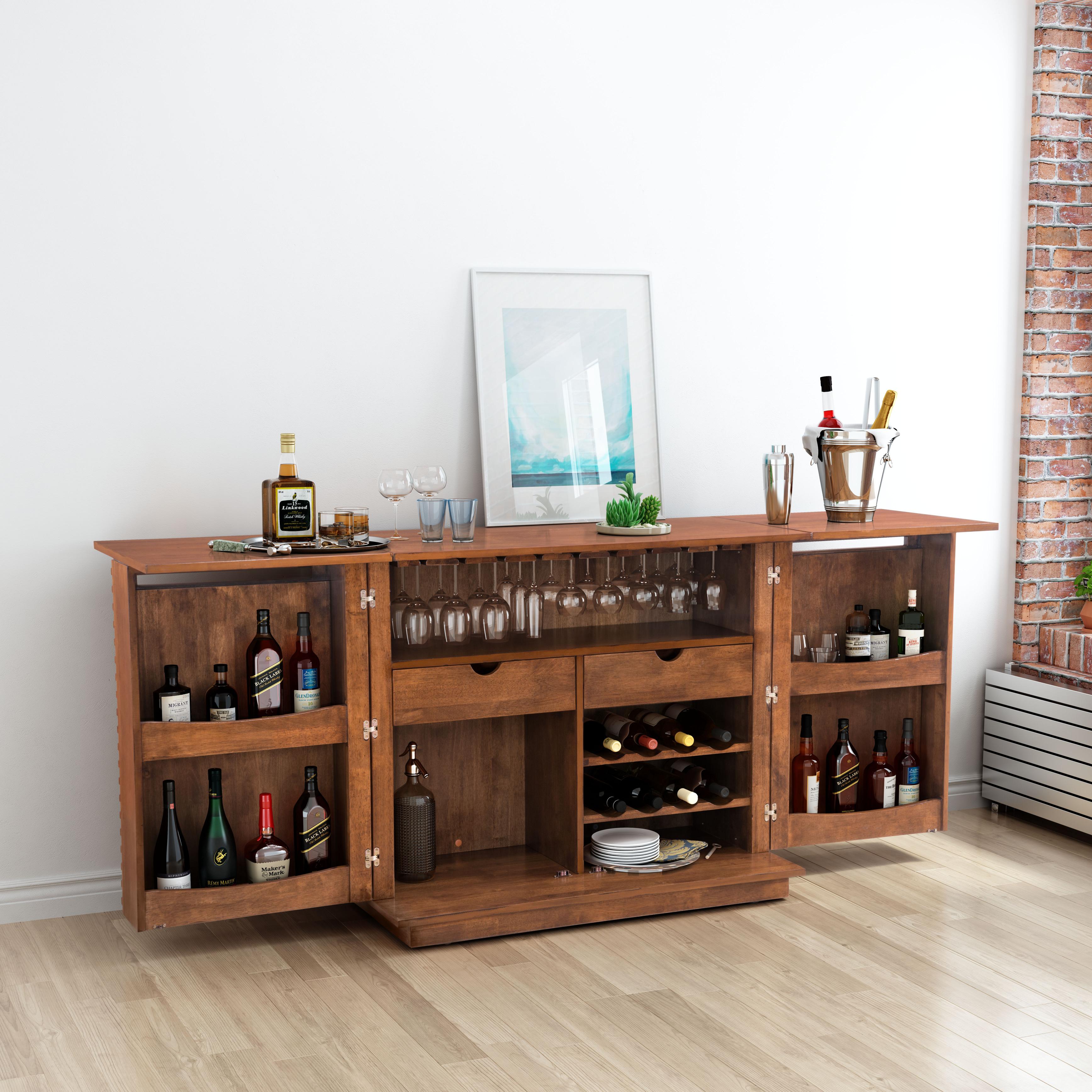 Zuo Modern Linea Bar Cabinet in Walnut
