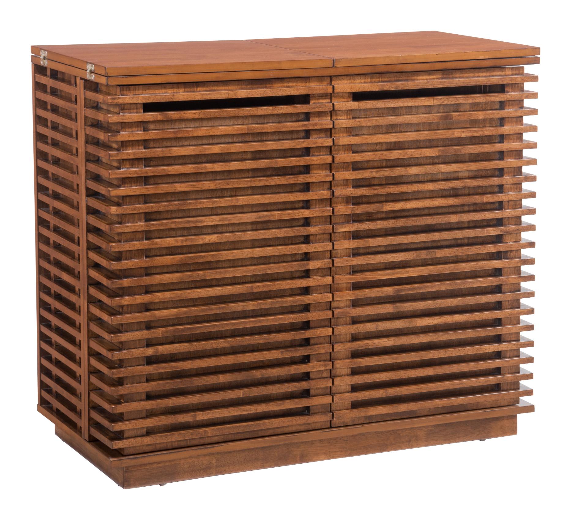 Zuo Modern Linea Bar Cabinet in Walnut