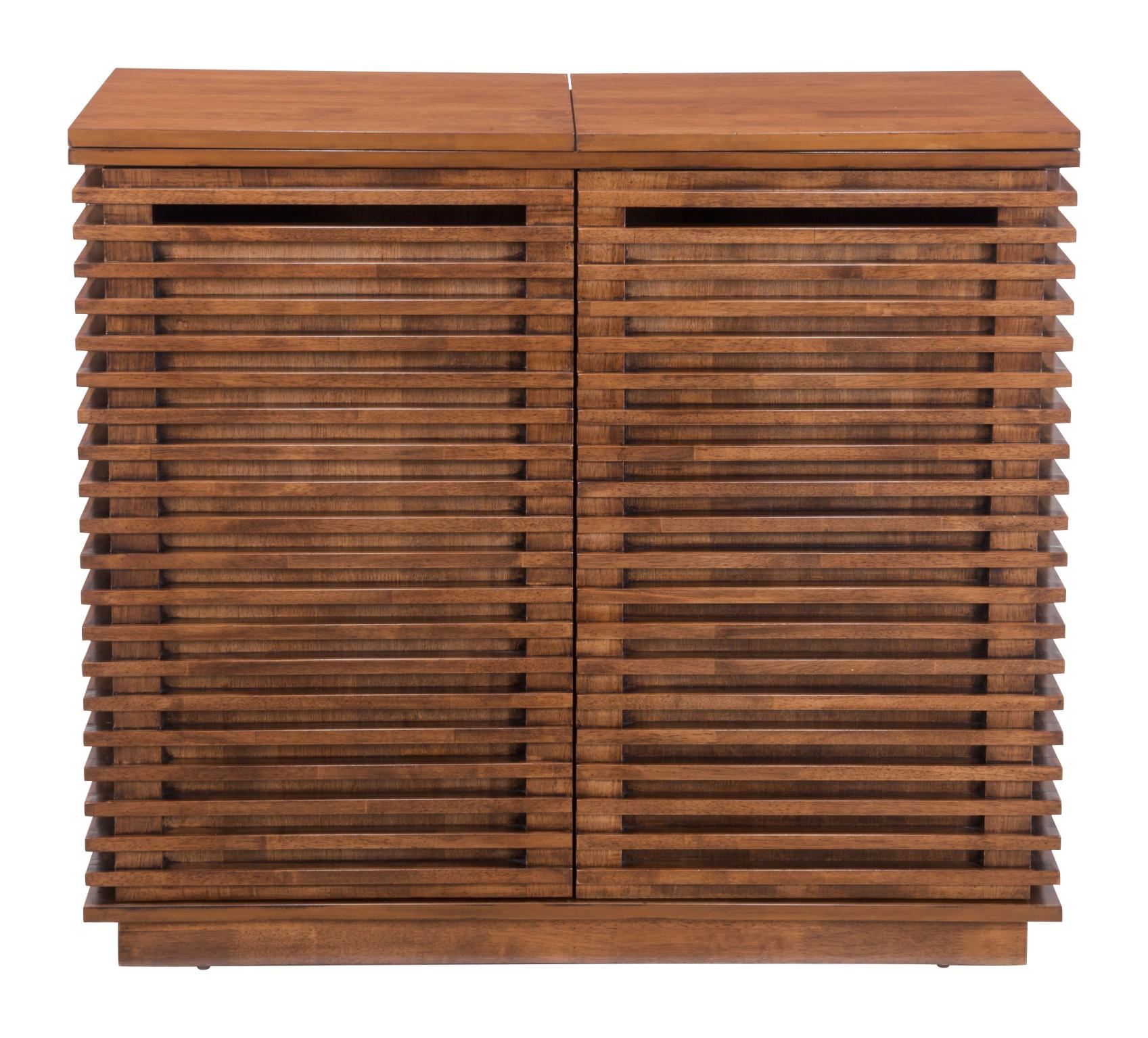 Zuo Modern Linea Bar Cabinet in Walnut