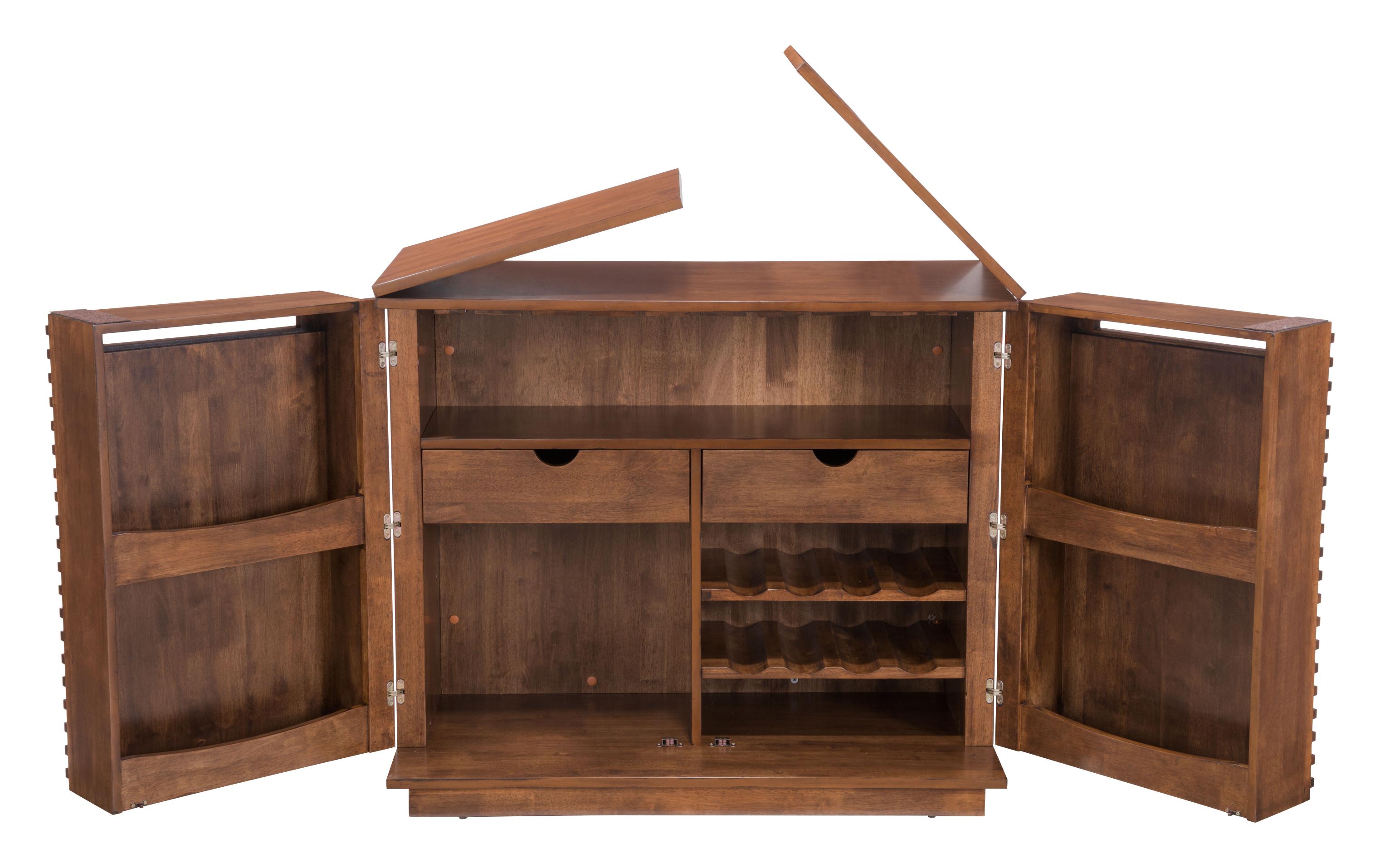 Zuo Modern Linea Bar Cabinet in Walnut