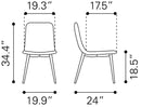 Zuo Modern Tangiers Dining Chair in White - Set of 2