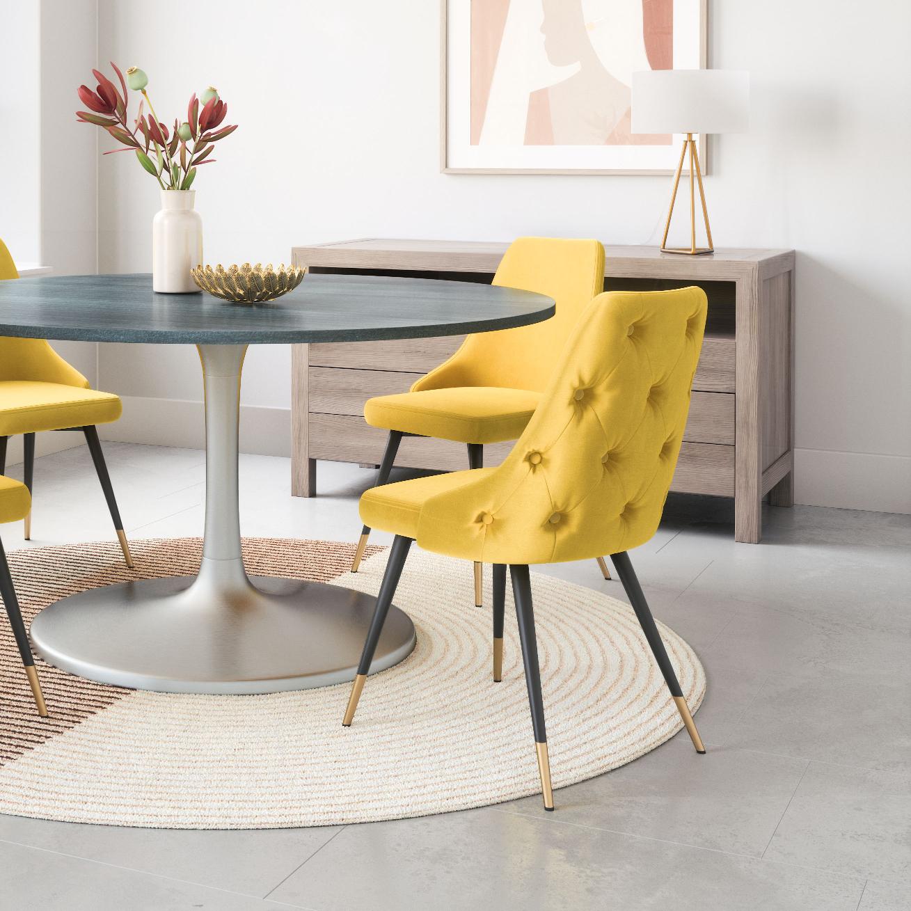 Zuo Modern Piccolo Dining Chair in Pink/Gray/Yellow - Set of 2