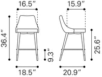 Zuo Modern Piccolo Counter Stool in Pink/Gray/Green/Yellow