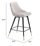 Zuo Modern Piccolo Counter Stool in Pink/Gray/Green/Yellow
