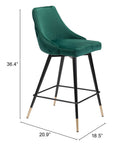 Zuo Modern Piccolo Counter Stool in Pink/Gray/Green/Yellow