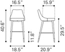 Zuo Modern Piccolo Barstool in Pink/Gray/Green
