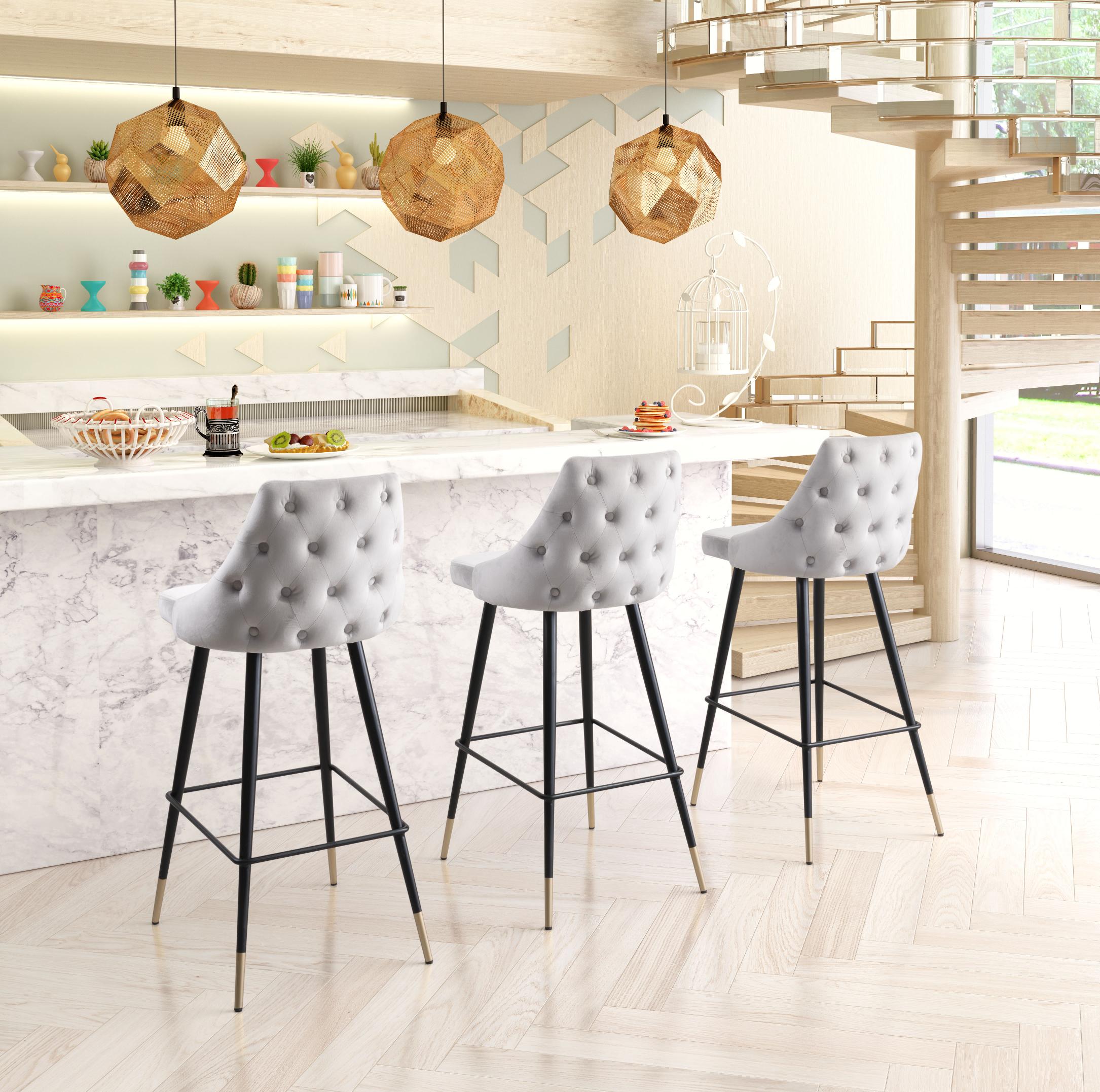 Zuo Modern Piccolo Barstool in Pink/Gray/Green