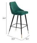 Zuo Modern Piccolo Barstool in Pink/Gray/Green