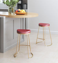 Zuo Modern Bree Counter Stool Burgundy and Gold - Set of 2