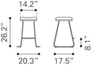 Zuo Modern Bree Counter Stool Burgundy and Gold - Set of 2