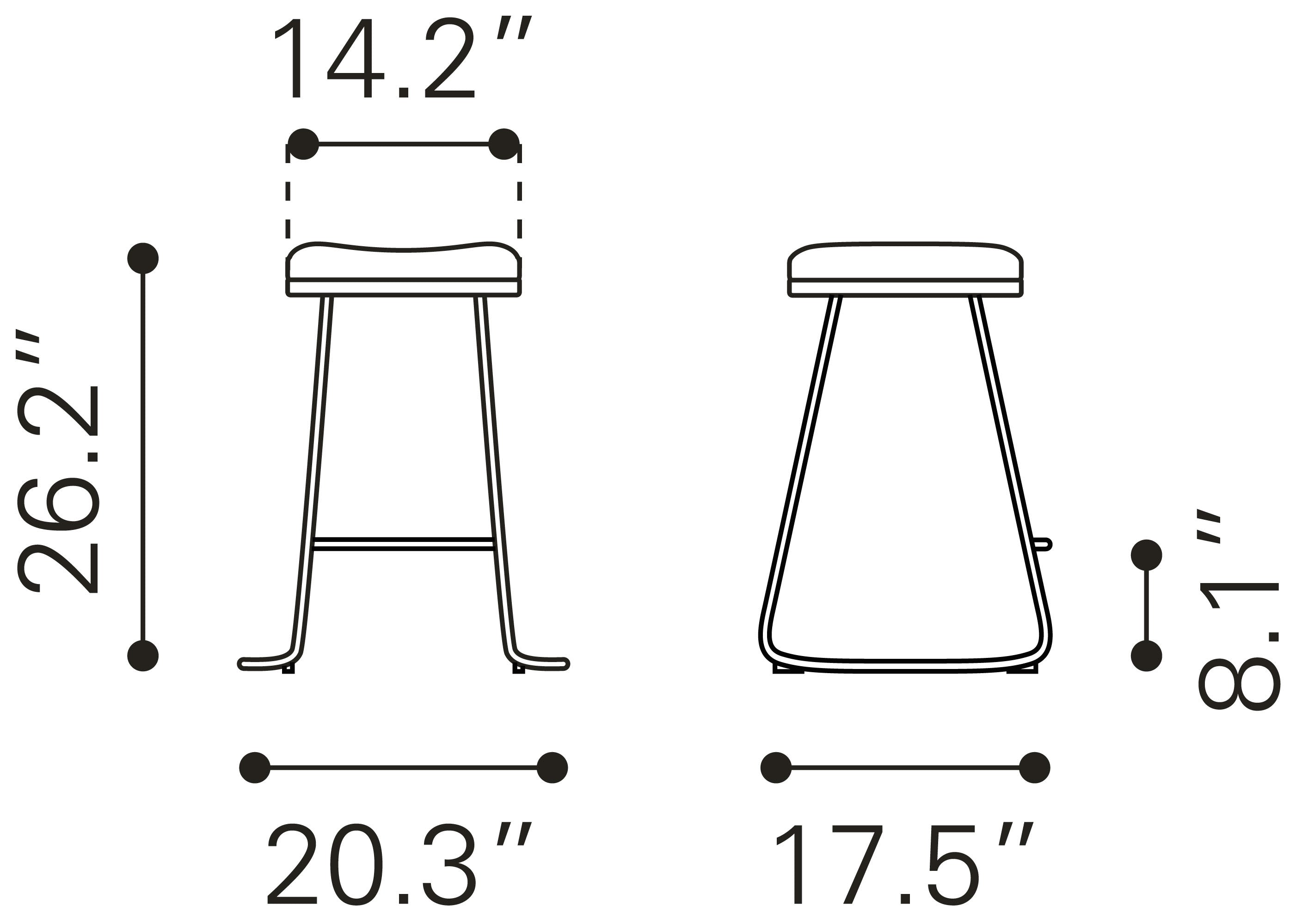 Zuo Modern Bree Counter Stool Burgundy and Gold - Set of 2
