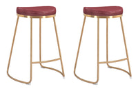 Zuo Modern Bree Counter Stool Burgundy and Gold - Set of 2