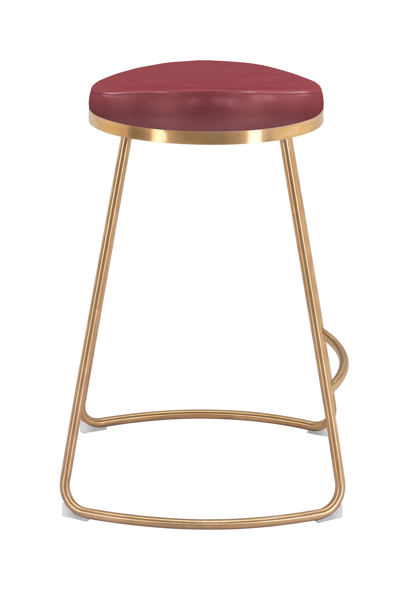 Zuo Modern Bree Counter Stool Burgundy and Gold - Set of 2