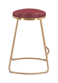 Zuo Modern Bree Counter Stool Burgundy and Gold - Set of 2