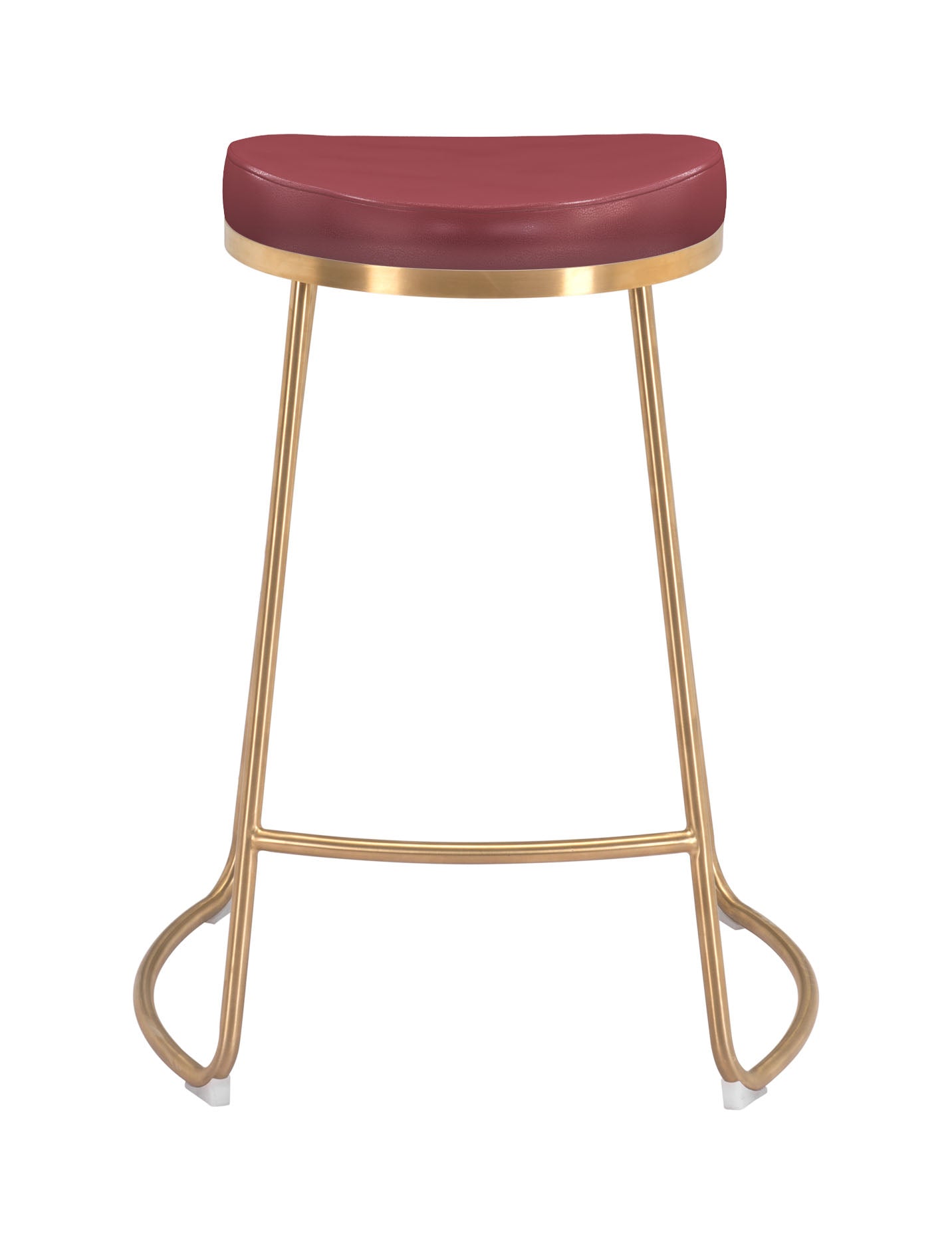Zuo Modern Bree Counter Stool Burgundy and Gold - Set of 2