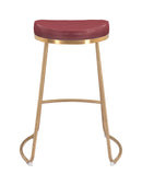 Zuo Modern Bree Counter Stool Burgundy and Gold - Set of 2