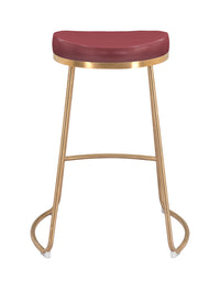 Zuo Modern Bree Counter Stool Burgundy and Gold - Set of 2
